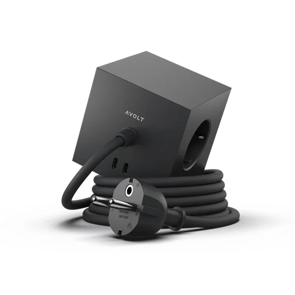 AvoltSquare 1 USB-C/magnet grenuttag, Stockholm Black 1,8m Nedsatt pris