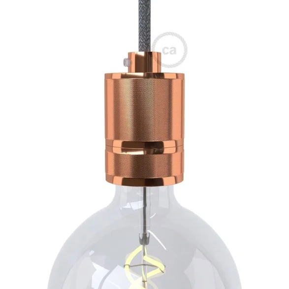 Utförsäljning Creative cablesLamphållare E27 med dubbel hylsa i räfflat aluminium